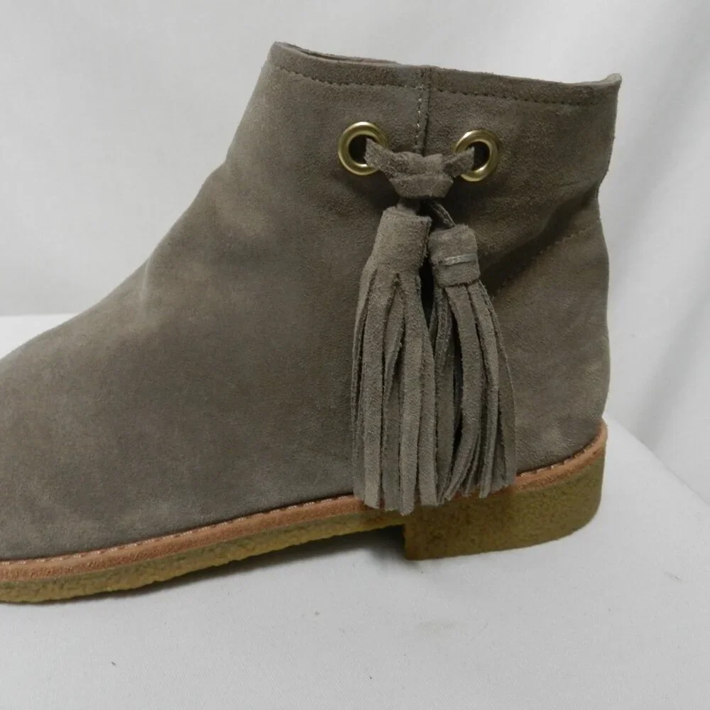 Kate Spade Bellamy Suede ankle boots booties w/tassel zip up Taupe NEW Size Sz 7